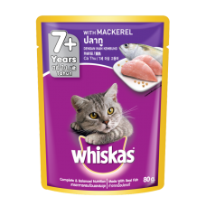 Whiskas Pouch 7+ With Mackerel 80g, 100910659, cat Wet Food, Whiskas, cat Food, catsmart, Food, Wet Food